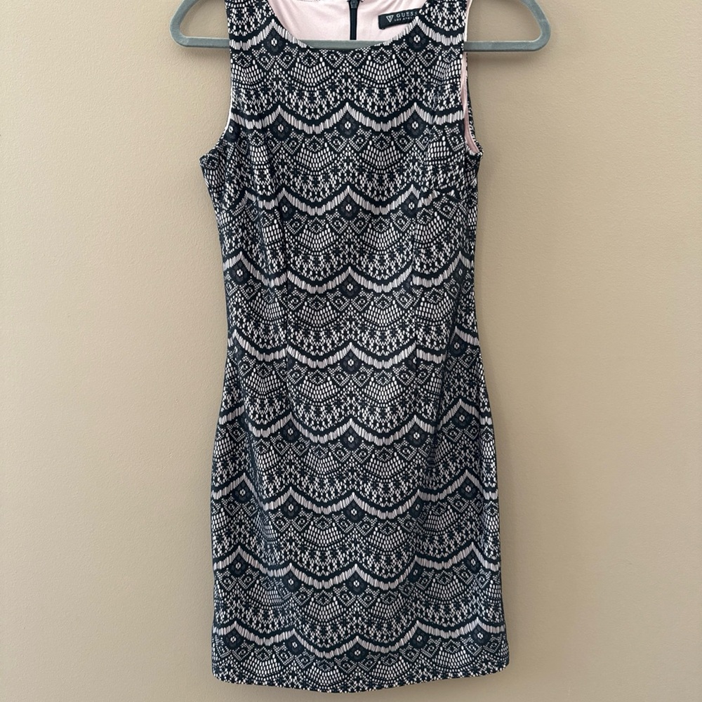 Guess Black and light pink Geometric Mini Dress
